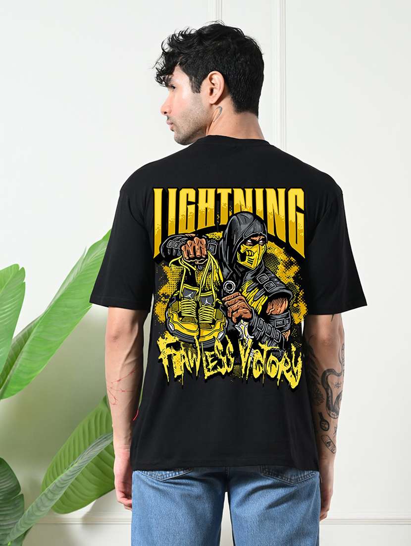 men front & back print short sleeve loose fit t-shirt