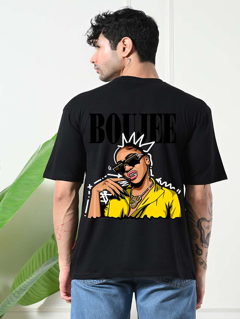 men front & back print short sleeve loose fit t-shirt