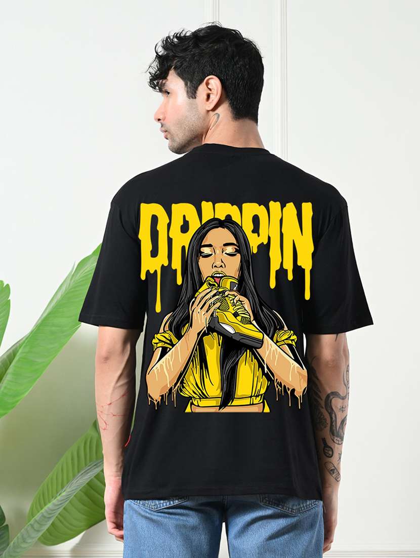 men front & back print short sleeve loose fit t-shirt