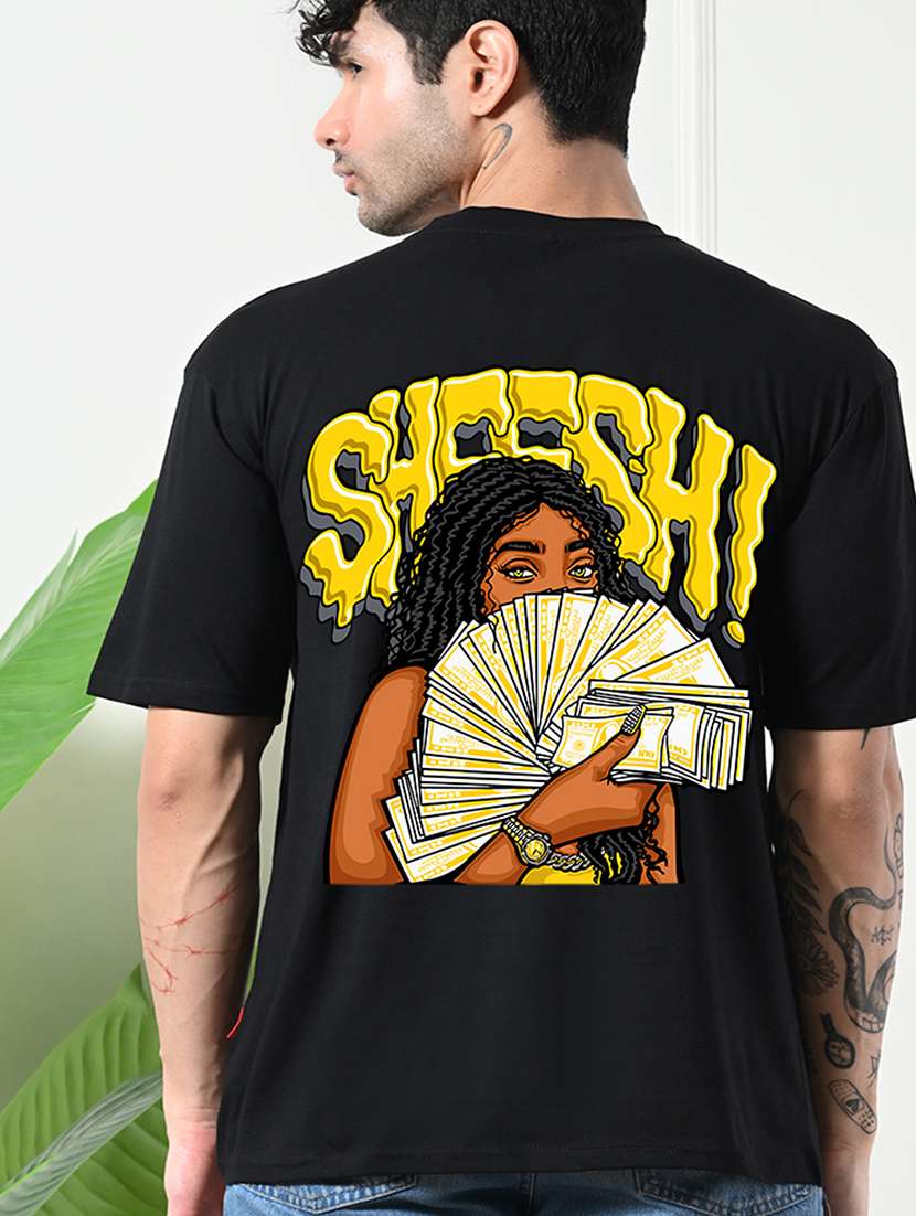 men front & back print short sleeve loose fit t-shirt