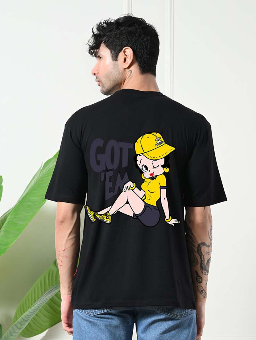 men front & back print short sleeve loose fit t-shirt