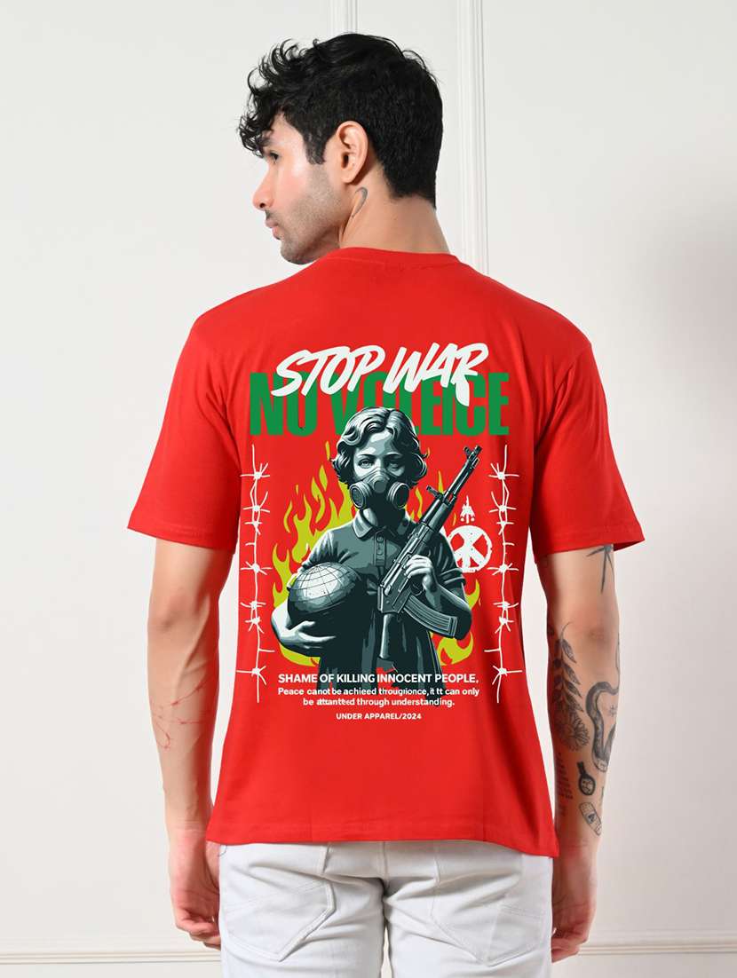 men front & back print short sleeve loose fit t-shirt