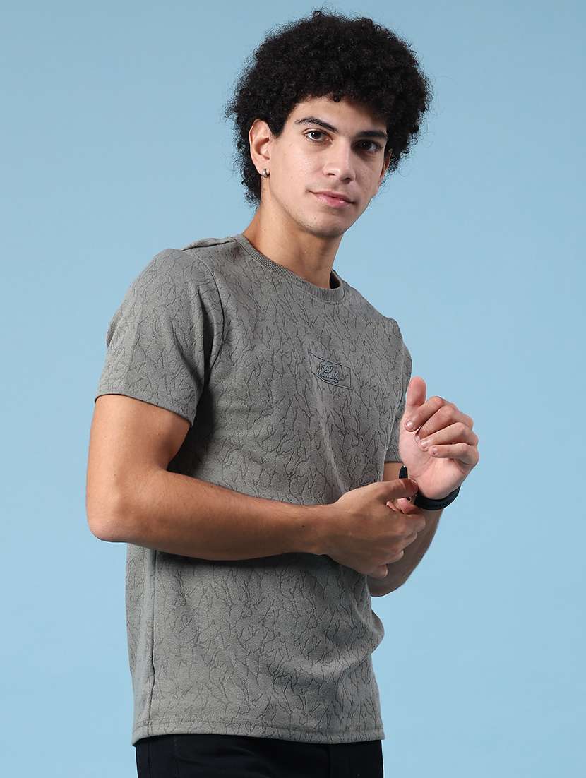 men olive cotton blend plain t-shirt - 22161133 -  Standard Image - 3