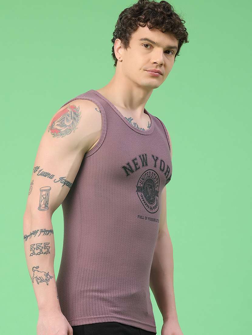 men printed sleeveless slim fit t-shirt - 22161147 -  Standard Image - 3