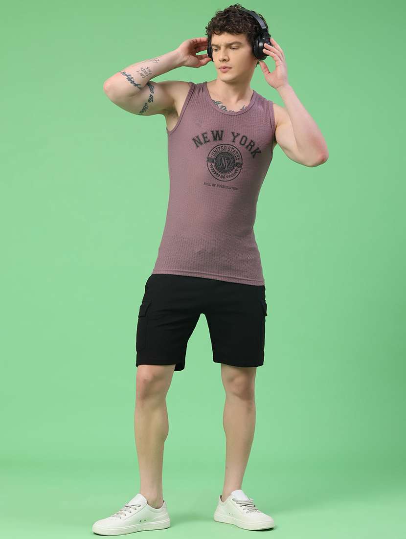 men printed sleeveless slim fit t-shirt - 22161147 -  Standard Image - 5