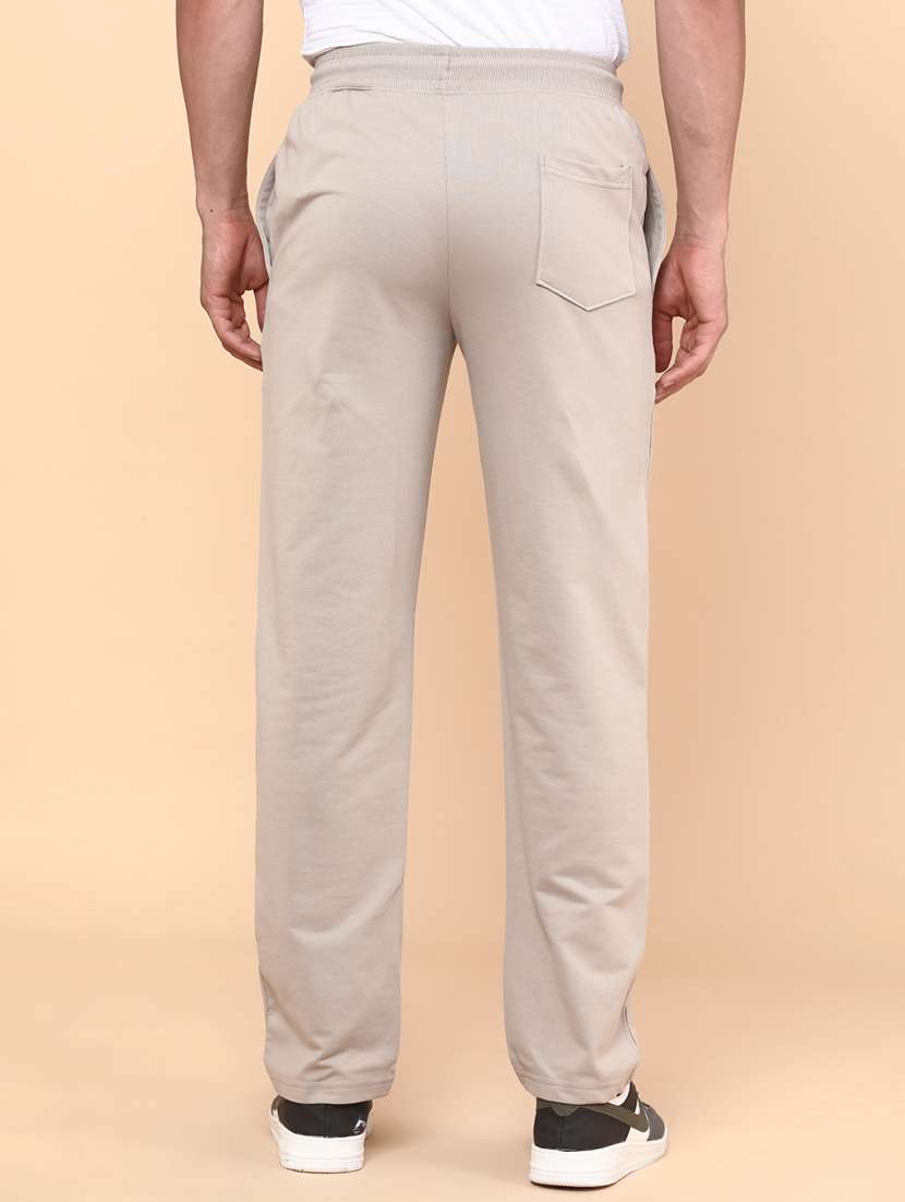 men beige cotton  full length track pant - 22161234 -  Standard Image - 3
