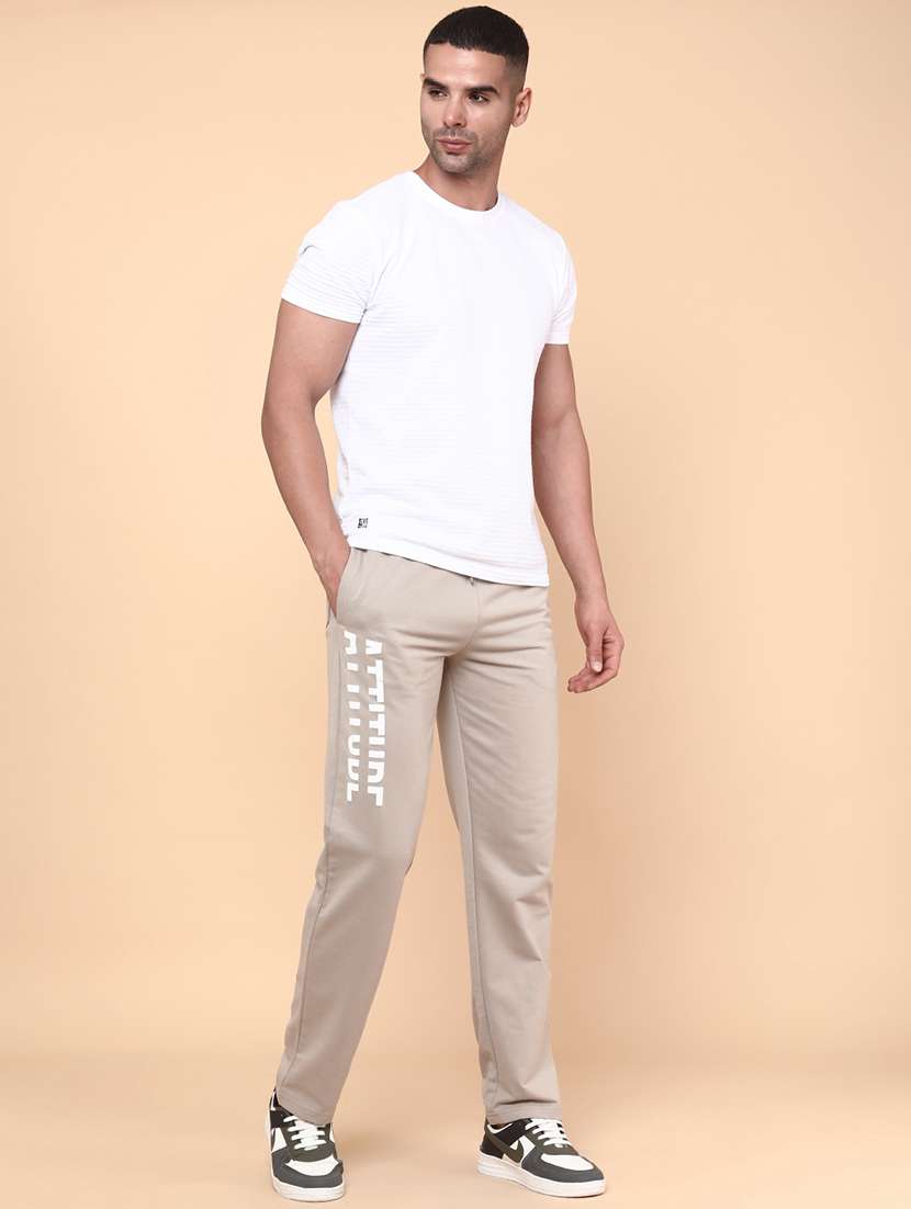 men beige cotton  full length track pant - 22161234 -  Standard Image - 5