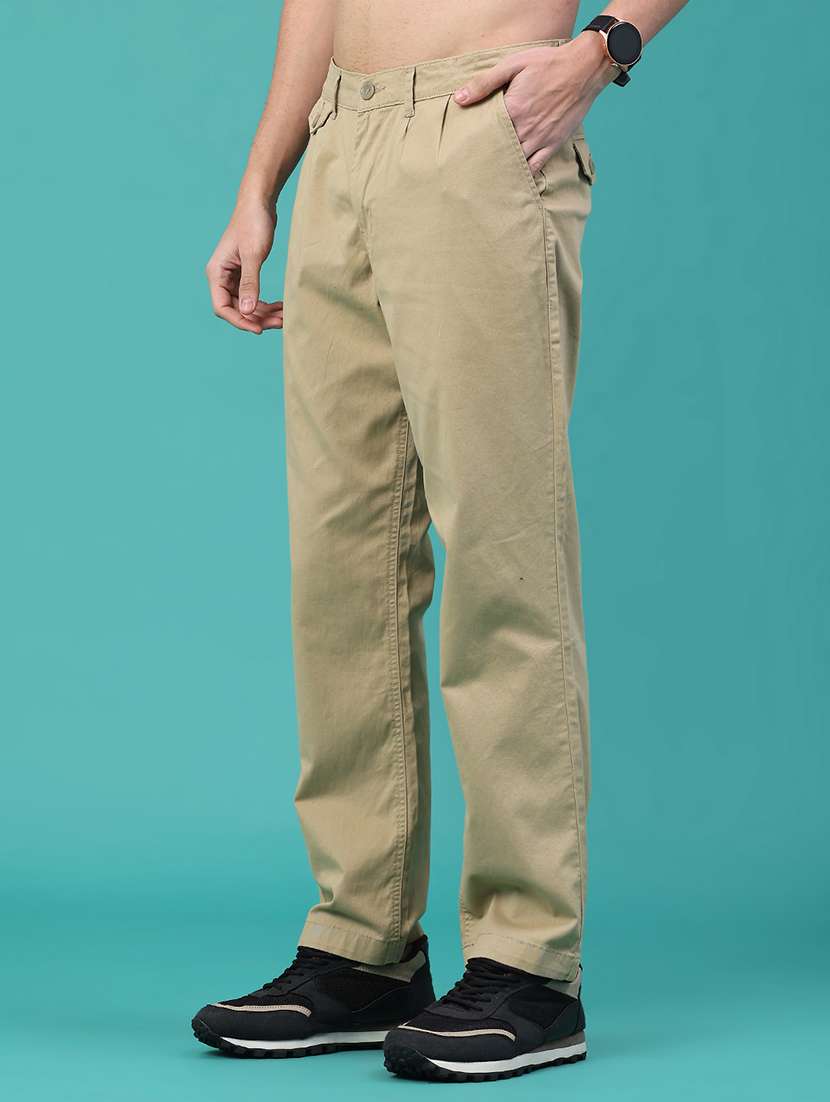 men solid mid rise pleated casual trouser - 22161317 -  Standard Image - 3