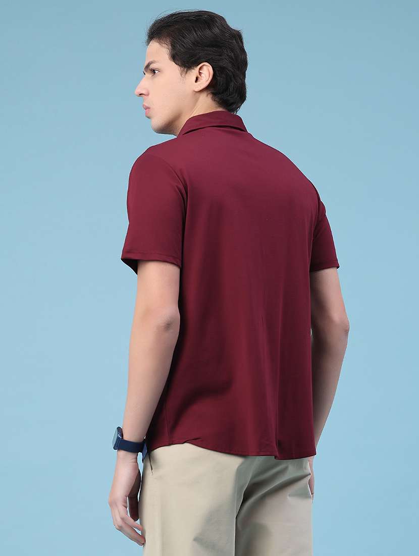 men solid collared regular fit casual shirt - 22161442 -  Standard Image - 3