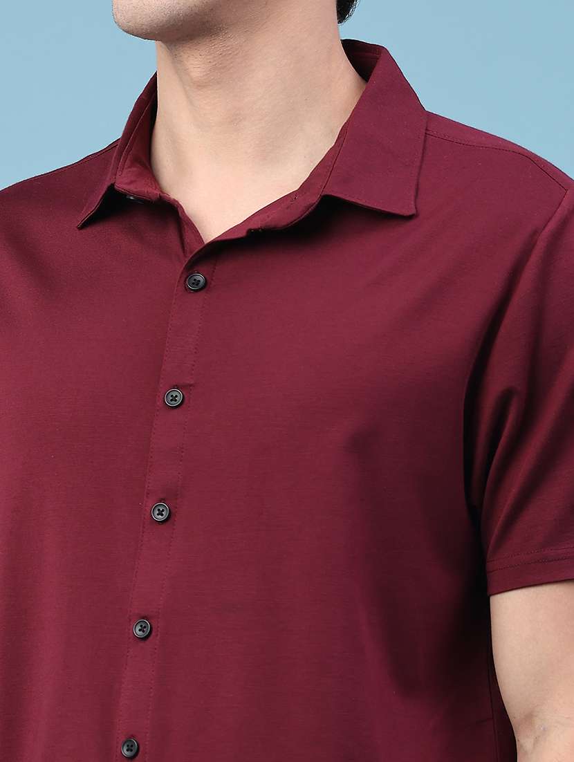 men solid collared regular fit casual shirt - 22161442 -  Standard Image - 5