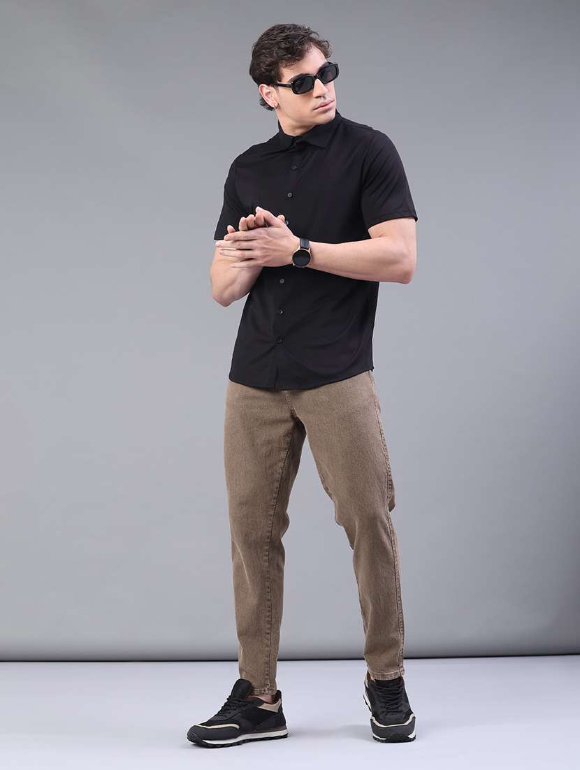 men solid short sleeve regular fit casual shirt - 22161443 -  Standard Image - 5