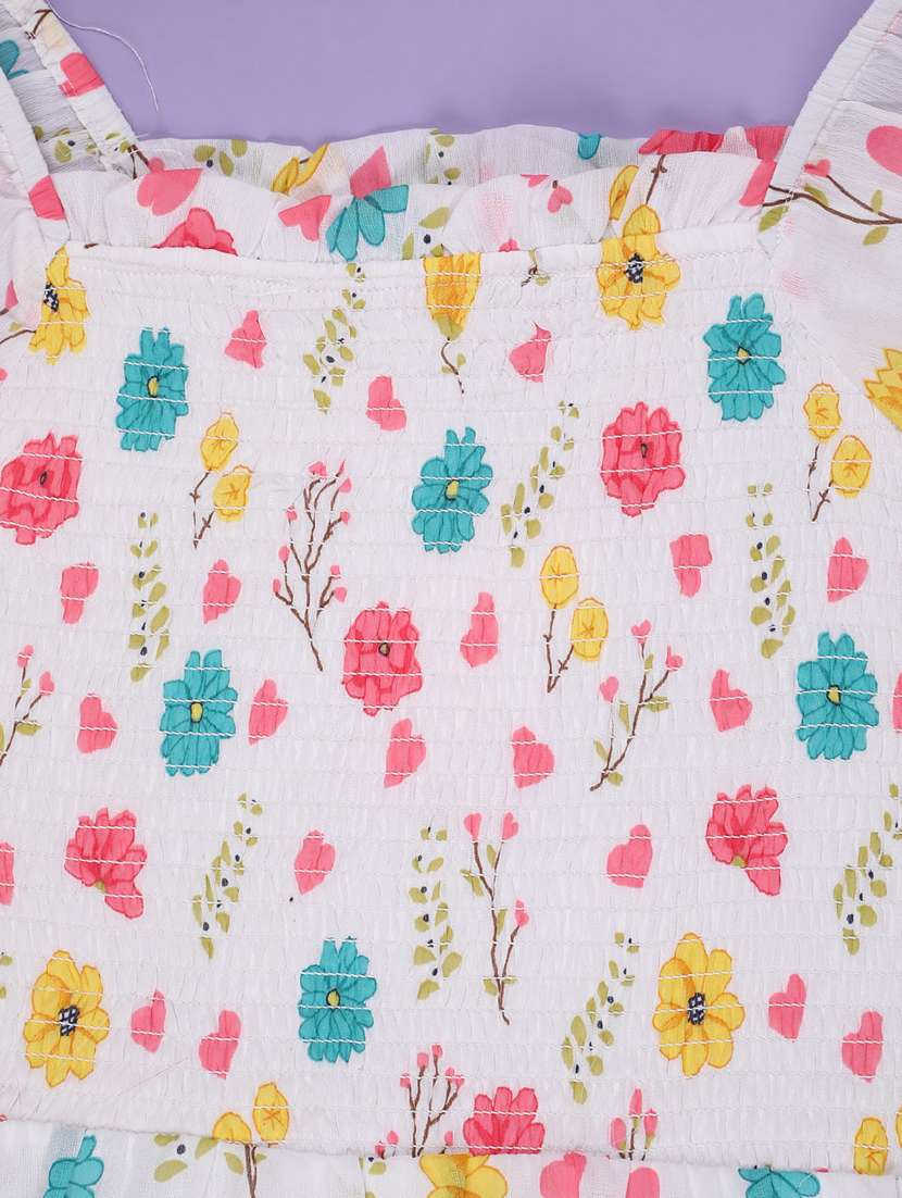 girls floral print puff sleeve tiered dress - 22161535 -  Standard Image - 3