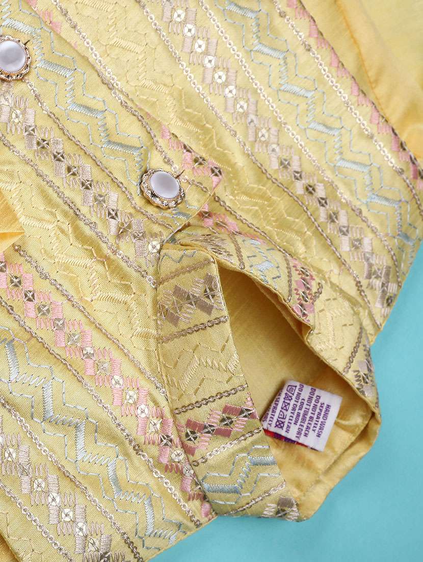 boys embroidered kurta and pyjama set with jacket - 22161539 -  Standard Image - 3