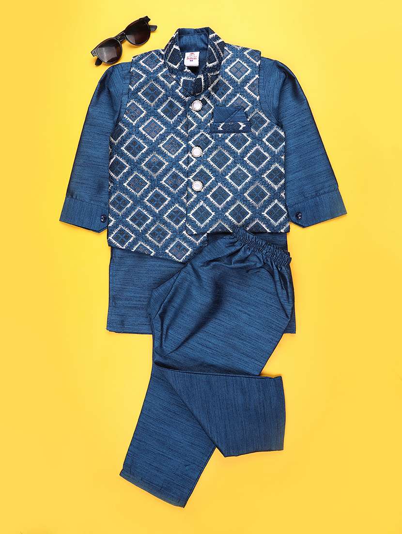 boys printed long sleeve sherwani
