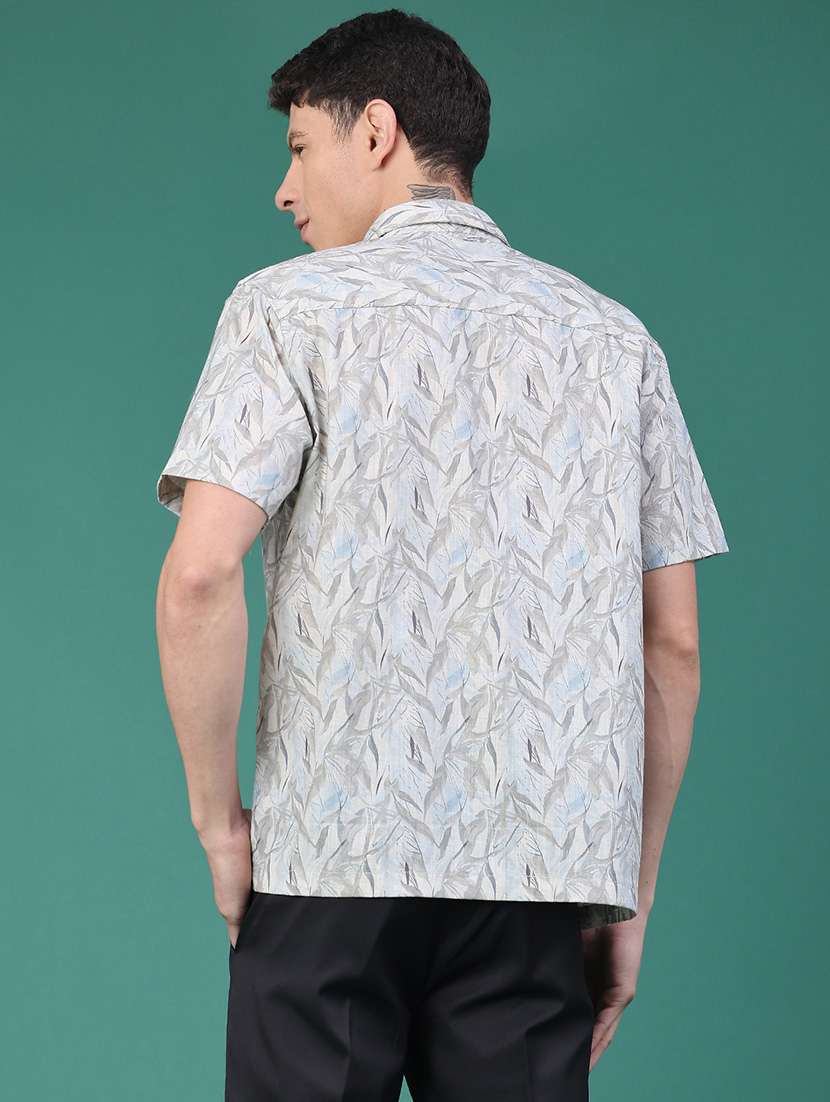men printed short sleeve regular fit casual shirt - 22161599 -  Standard Image - 3