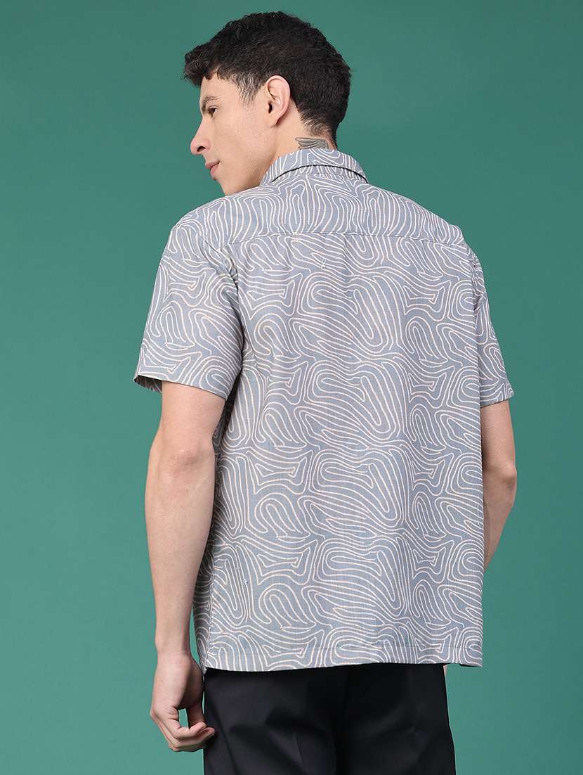 men printed short sleeve regular fit casual shirt - 22161600 -  Standard Image - 3