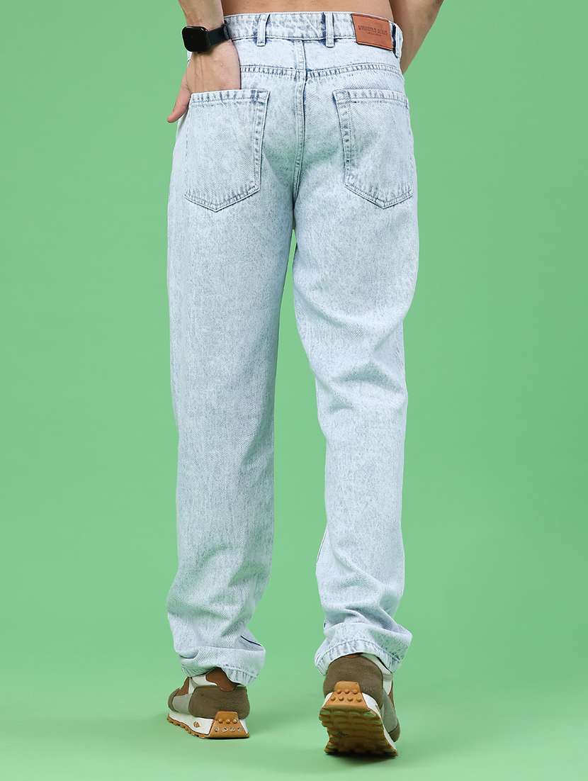 men plain mid rise full length straight jeans - 22161611 -  Standard Image - 3