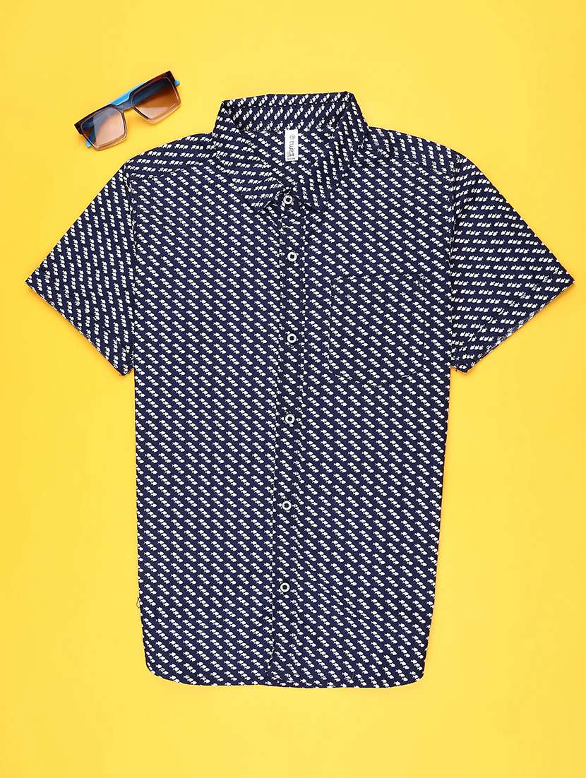 boys printed collared short sleeve shirt
