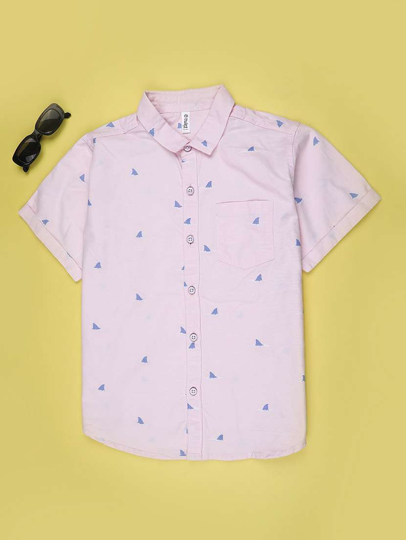 boys printed collared short sleeve shirt