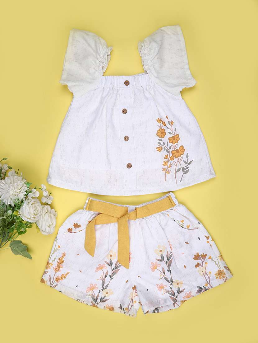 girls printed ruffle sleeve twin set
