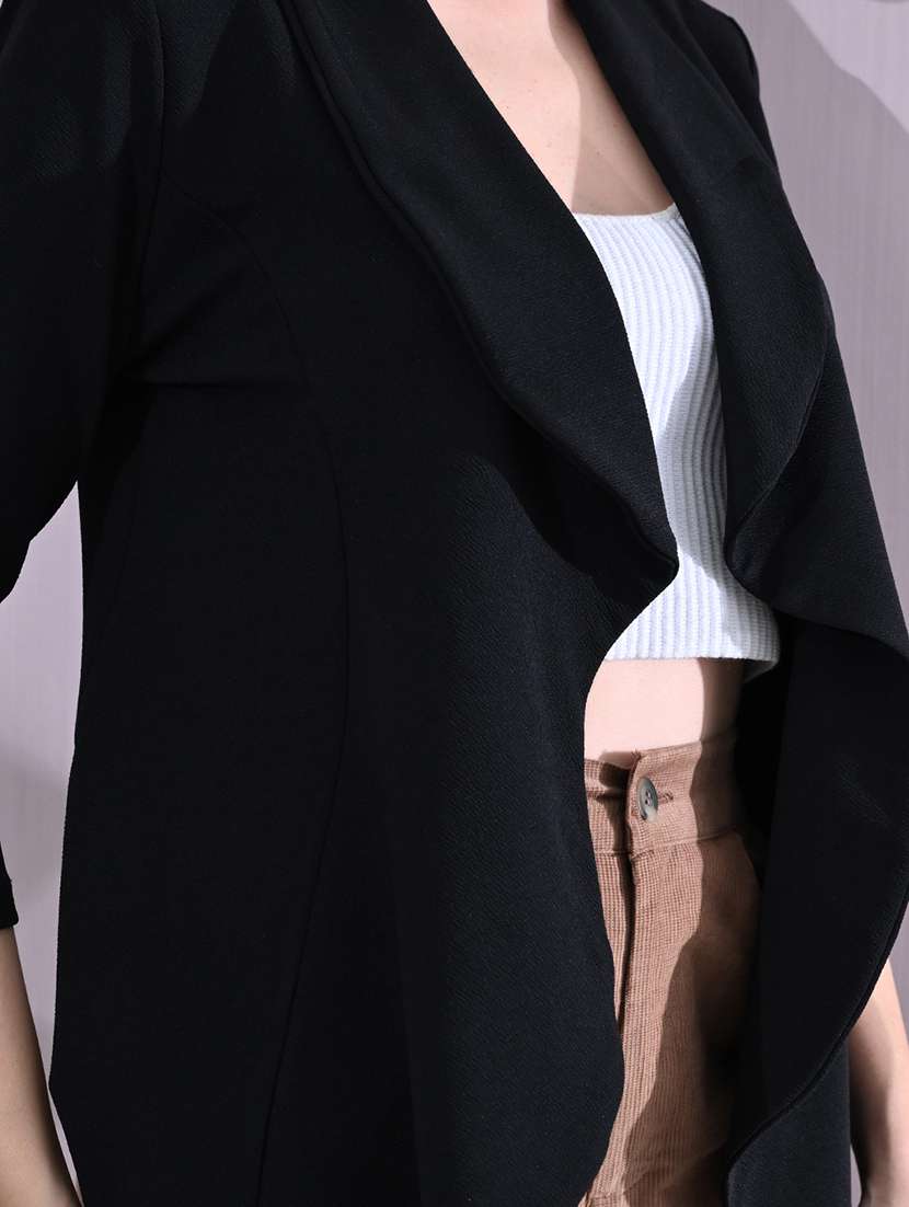 women solid puff sleeve single breasted blazer - 22161753 -  Standard Image - 5