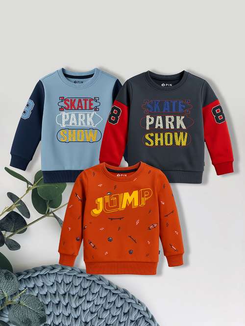 boys pack of 3 color blocked long sleeve sweatshirt - 22161788 -  Standard Image - 0