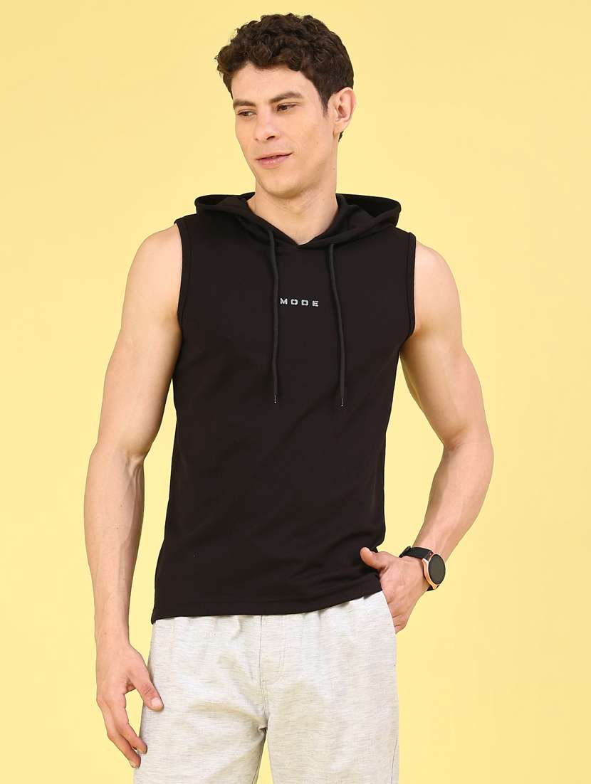 men typographic sleeveless slim fit t-shirt