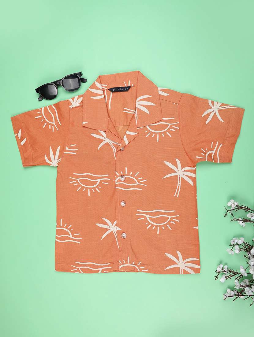 boys printed short sleeve casual shirt