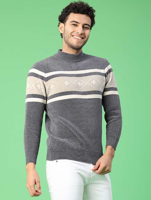 men self design long sleeve regular fit pullover  - 22161818 -  Standard Image - 0