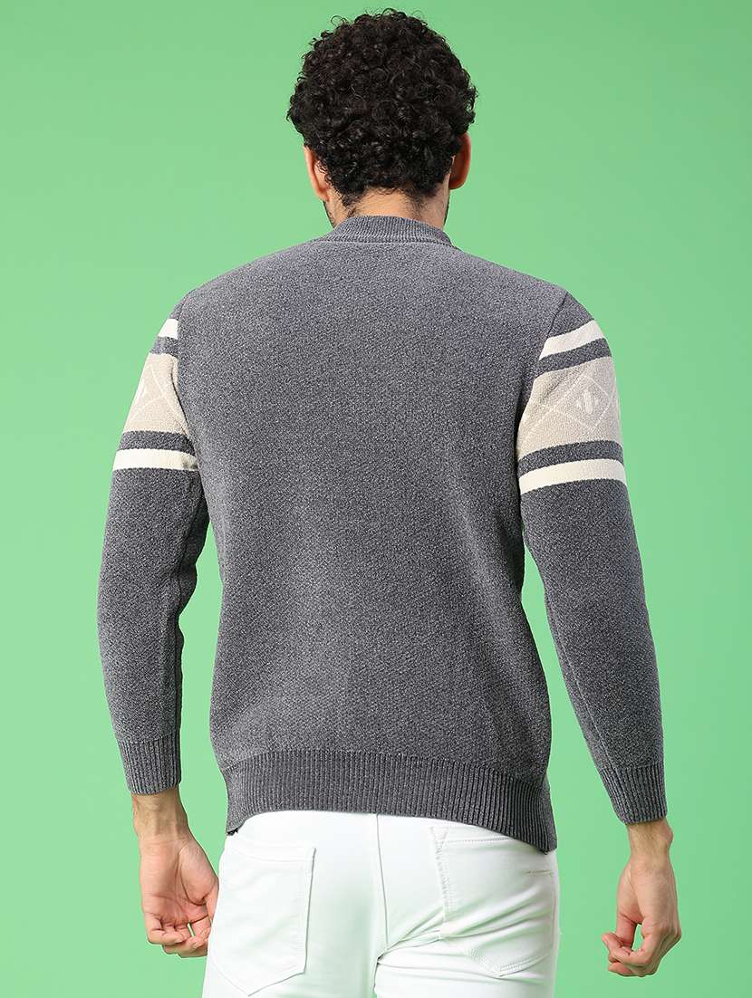 men self design long sleeve regular fit pullover  - 22161818 -  Standard Image - 3