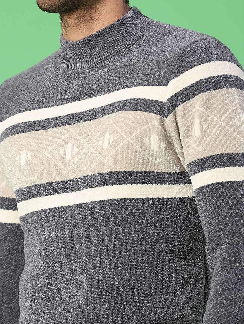 men self design long sleeve regular fit pullover  - 22161818 -  Standard Image - 5