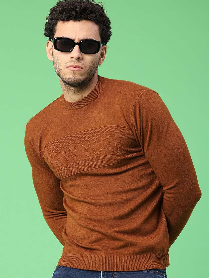 men solid long sleeve mock neck pullover
