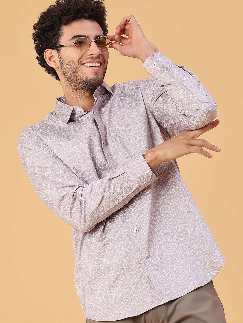 men printed long sleeve regular fit casual shirt