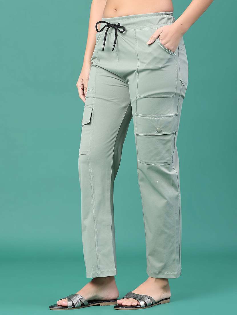 women solid mid rise cargo - 22161855 -  Standard Image - 3