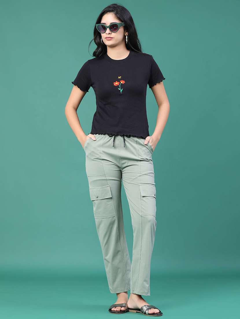 women solid mid rise cargo - 22161855 -  Standard Image - 5