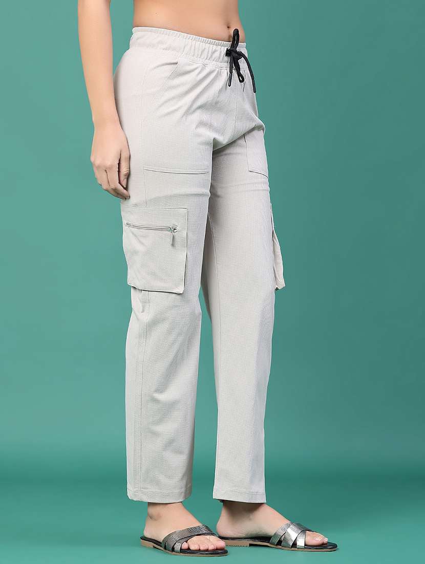 women solid mid rise cargo - 22161858 -  Standard Image - 3