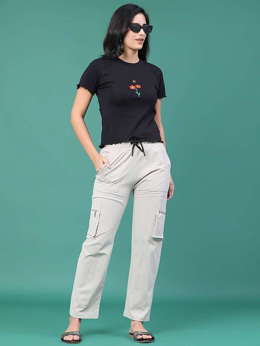 women solid mid rise cargo - 22161858 -  Standard Image - 5