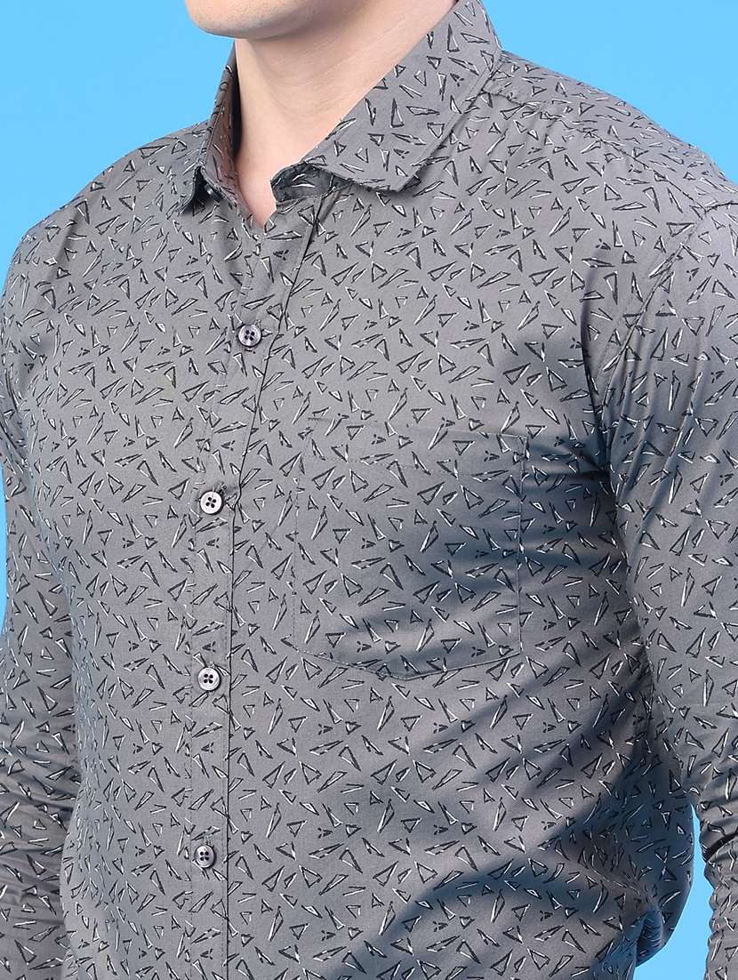 men printed collared long sleeve formal shirt - 22161899 -  Standard Image - 5