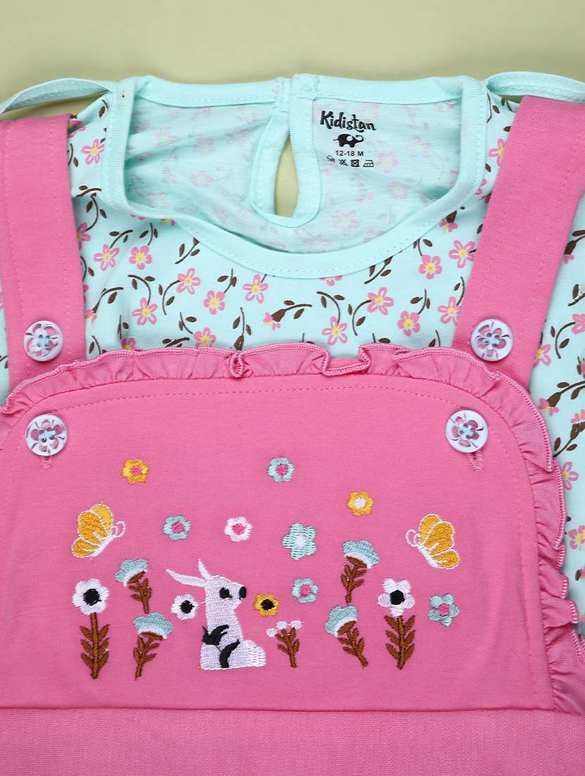 girls printed t-shirt and dungree set - 22161912 -  Standard Image - 3