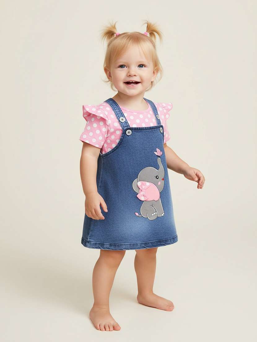 pink cotton dungarees twin sets & dungree