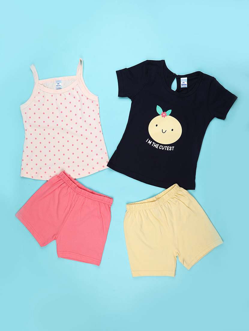 girls pack of 2 printed co-ord set