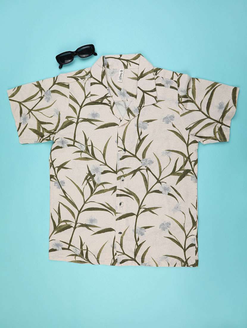 boys printed collared short sleeve shirt