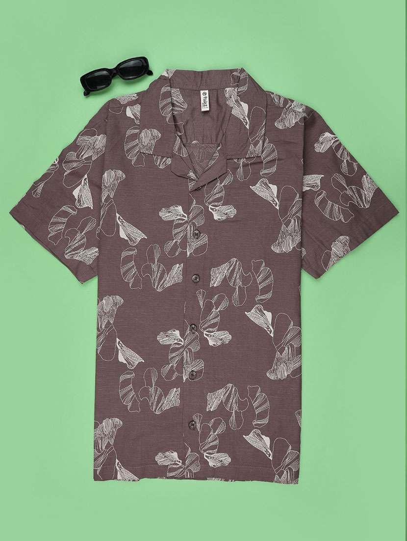 boys printed collared short sleeve shirt