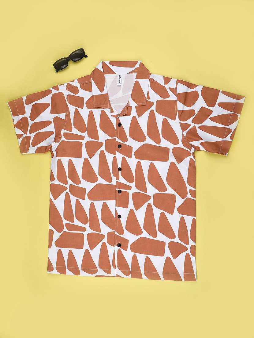 boys printed collared short sleeve shirt