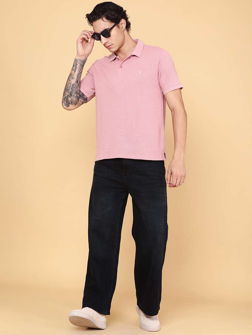 men pink cotton blend plain t-shirt - 22161997 -  Standard Image - 3