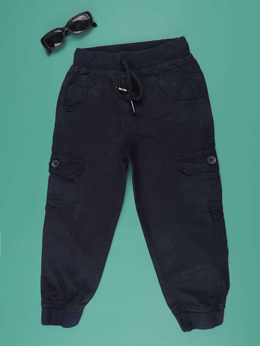 boys solid mid rise cargo
