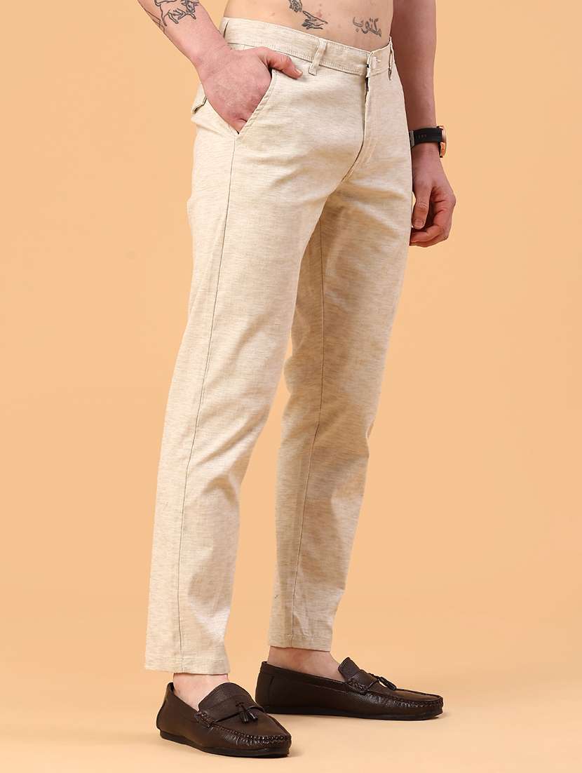 men self design mid rise chinos casual trouser - 22162029 -  Standard Image - 3