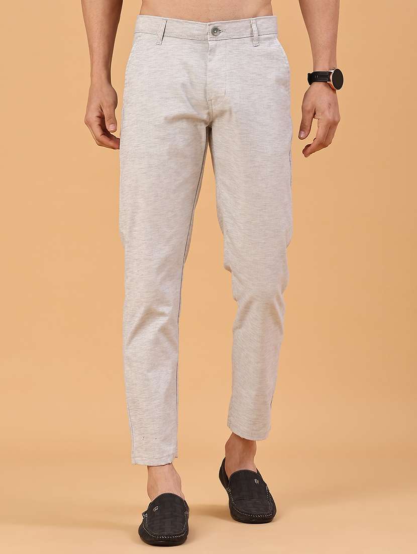 men self design mid rise chinos casual trouser