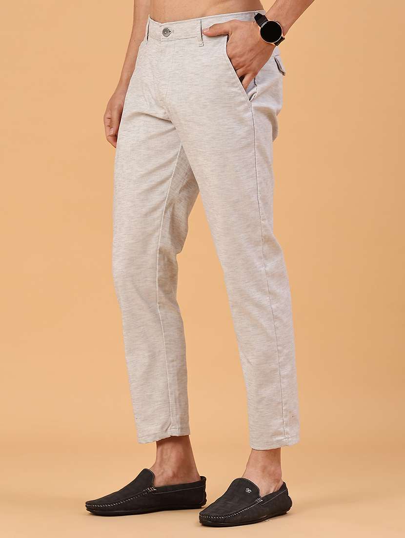 men self design mid rise chinos casual trouser - 22162030 -  Standard Image - 3