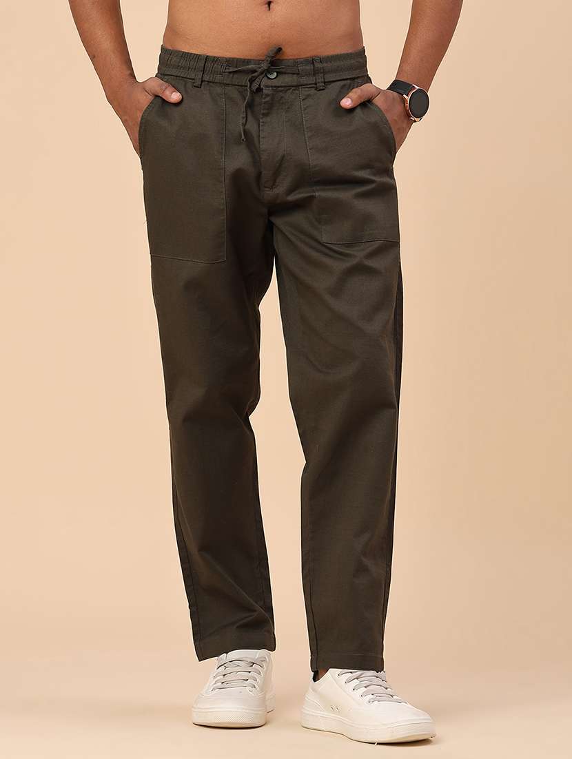 men olive cotton cargo